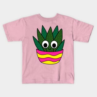 Cute Cactus Design #235: Cute Succulent In Bright Pot Kids T-Shirt